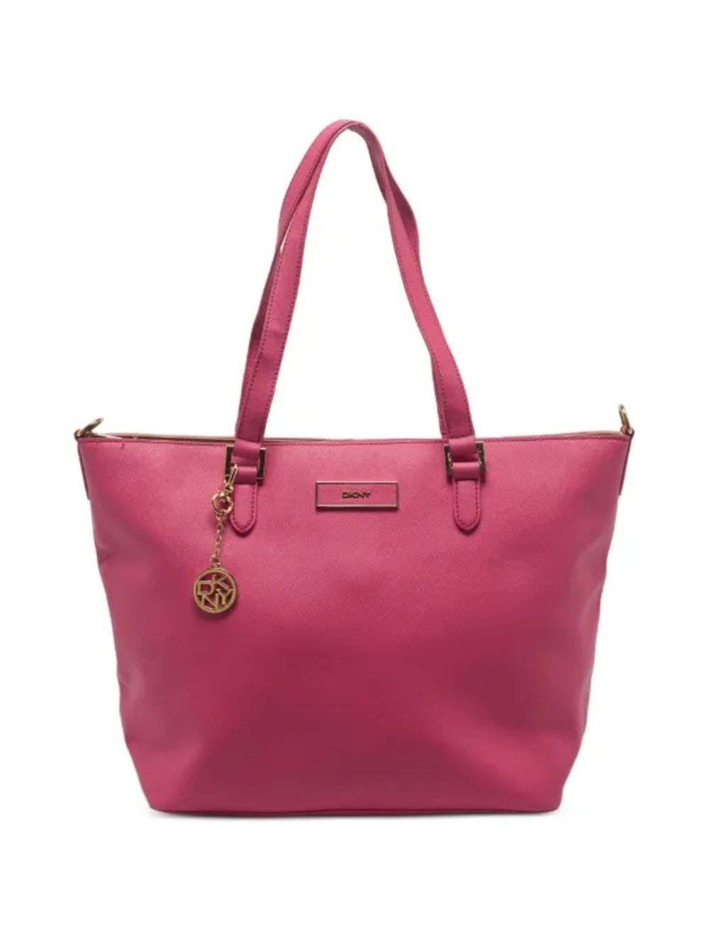 DKNY Fuchsia Leather Tote with Gold Charm